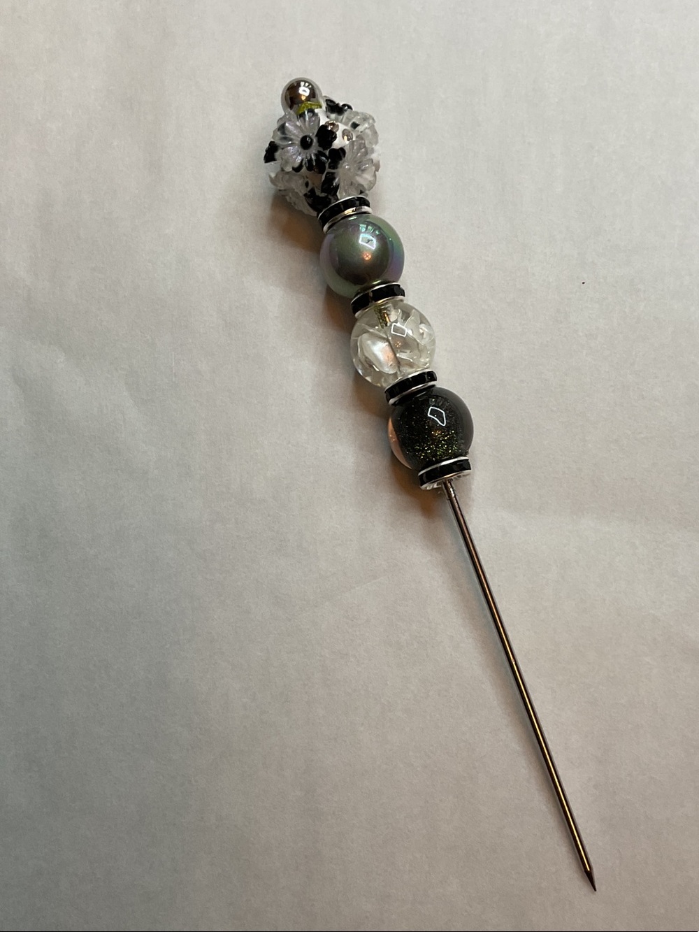 Pokey tool 6” with Black, Clear and Iridescent Beads